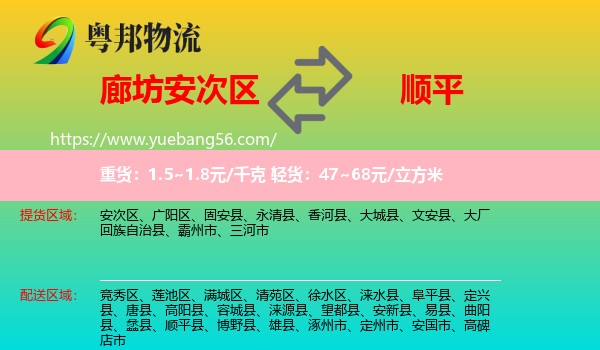 安次区到顺平县物流