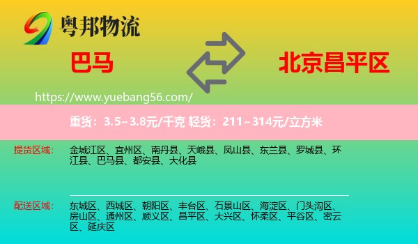 巴马县到昌平区物流