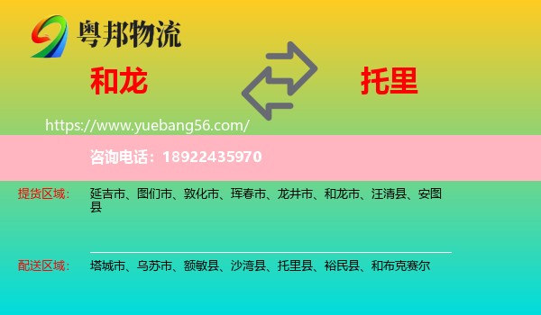 和龙市到托里县物流