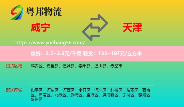 咸宁到天津轿车托运