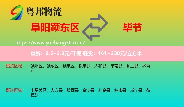 颍东区到毕节物流